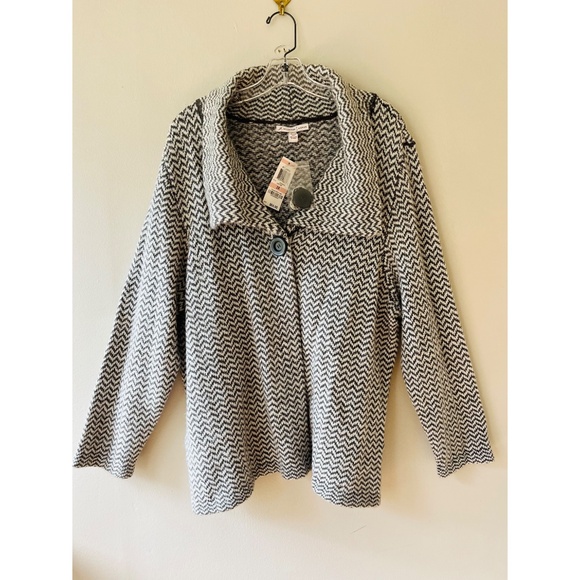 JM Collection Sz 2X Knit Gray Oversized Open Cardigan Sweater Long Sleeve - Picture 2 of 9